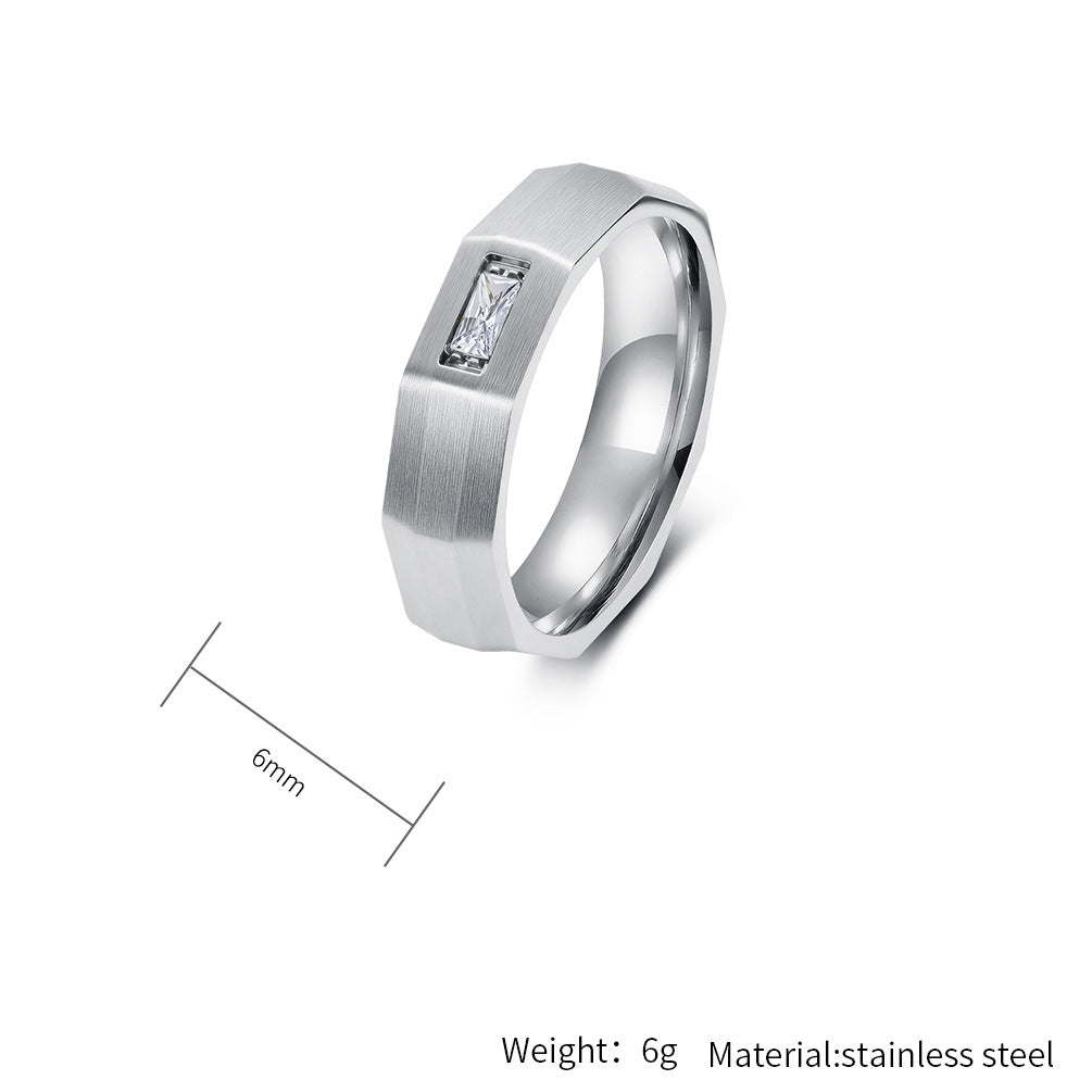 Planderful Everyday Genie Geometric Zircon Titanium Steel Ring For Unisex Street Style
