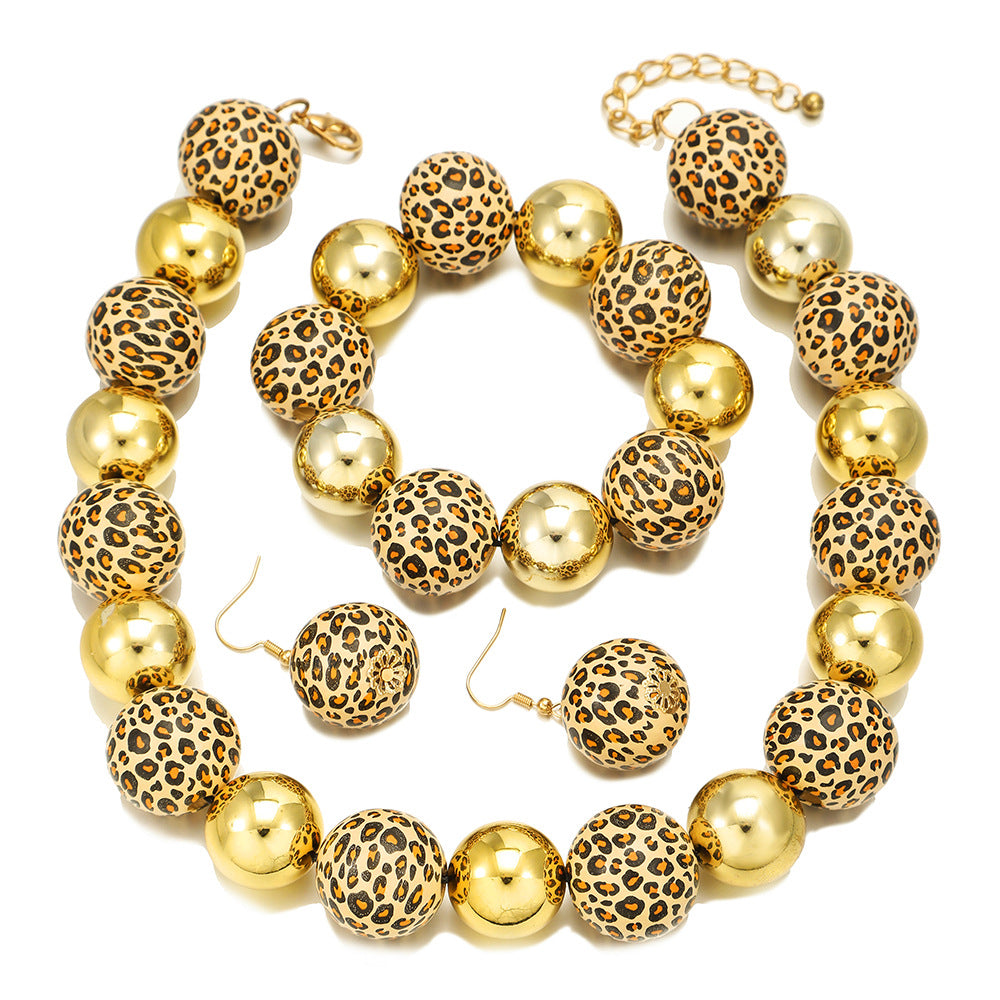 Planderful Savanna Rhythms Jewelry Set – Exaggerated Leopard Print Design