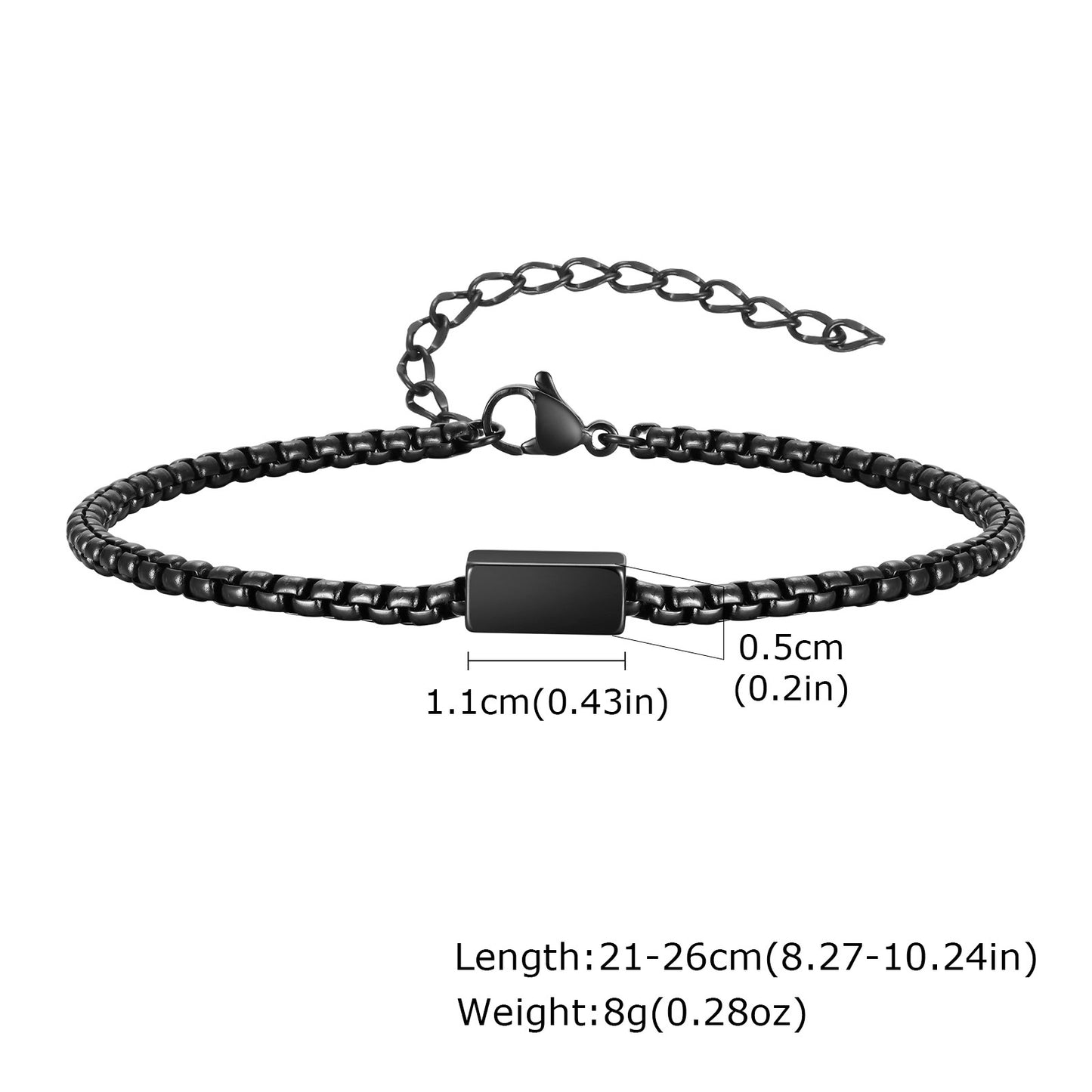 Planderful Stainless Steel Square Chain Bracelet For Men