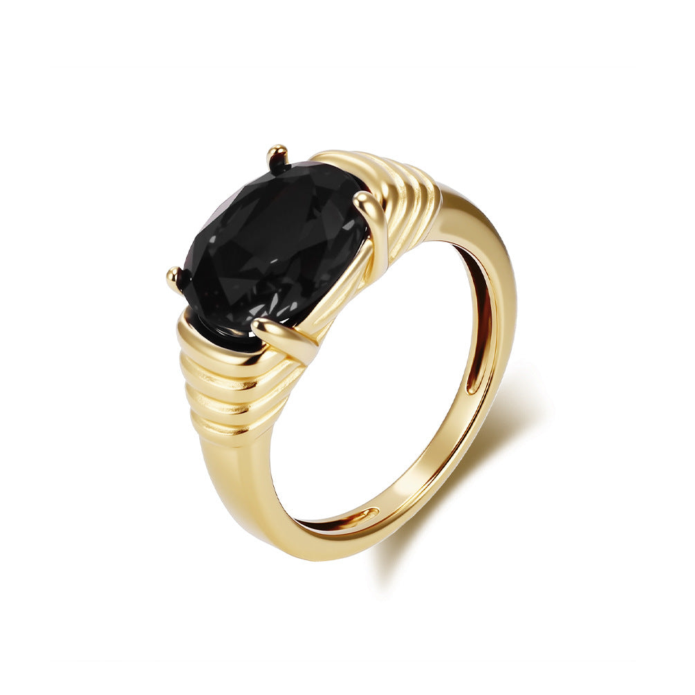 Planderful Zircon Ring Titanium Steel Gold Plated Fashion
