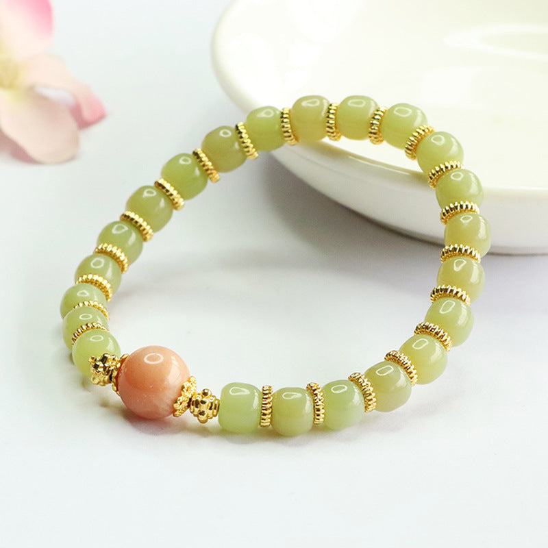 Hetian Jade & Moonstone Bead Bracelet