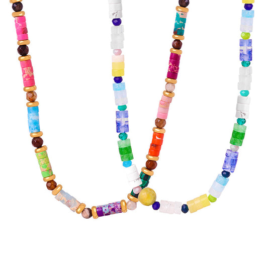 Bohemian Gemstone Handmade Necklace with Cross-Border Design for Women