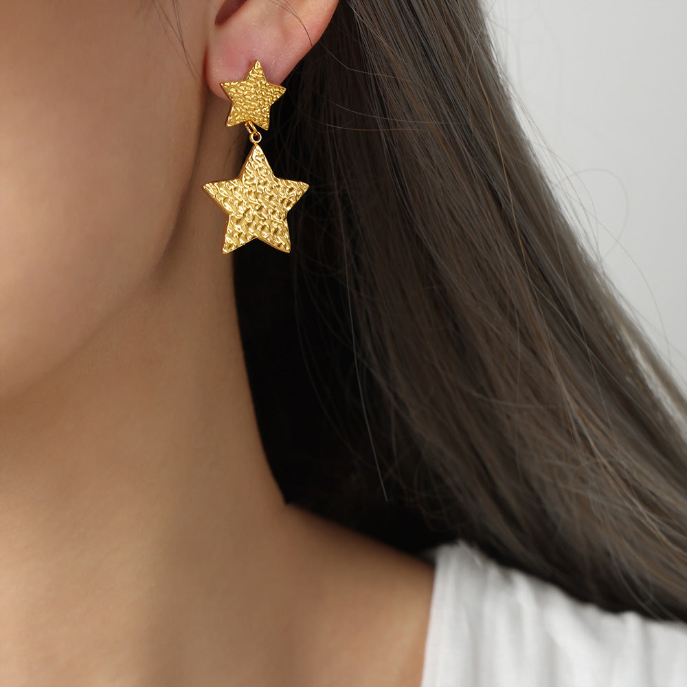 Korean Style Titanium Steel Gold-Plated Love Star Earrings - Everyday Genie Collection