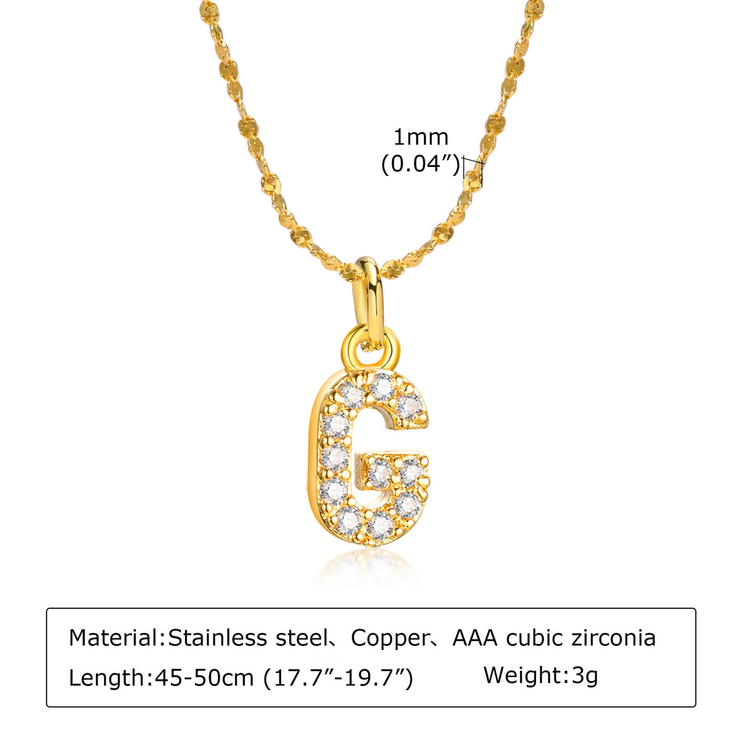 26 English Letter Stainless Steel Necklace Zircon Jewelry