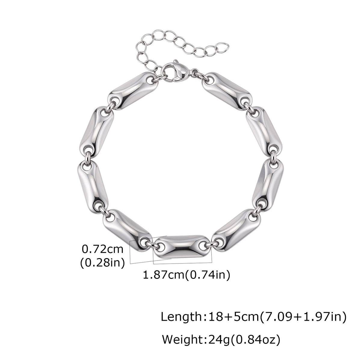 Trendy Hip Hop Oval Stainless Steel Bracelet for Men