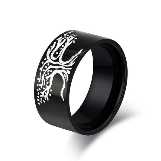 Planderful Tree Of Life Ring For Men Durable Stainless Titanium Steel Everyday Genie Collection
