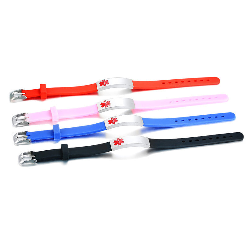 Jewelry Spot Wholesale Silicone Titanium Steel Medical Logo Bracelet for Men