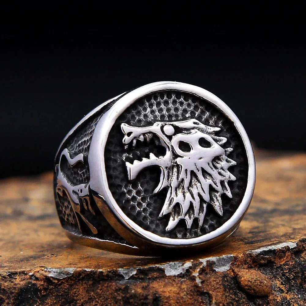 Vintage Wolf Stainless Steel Men's Ring