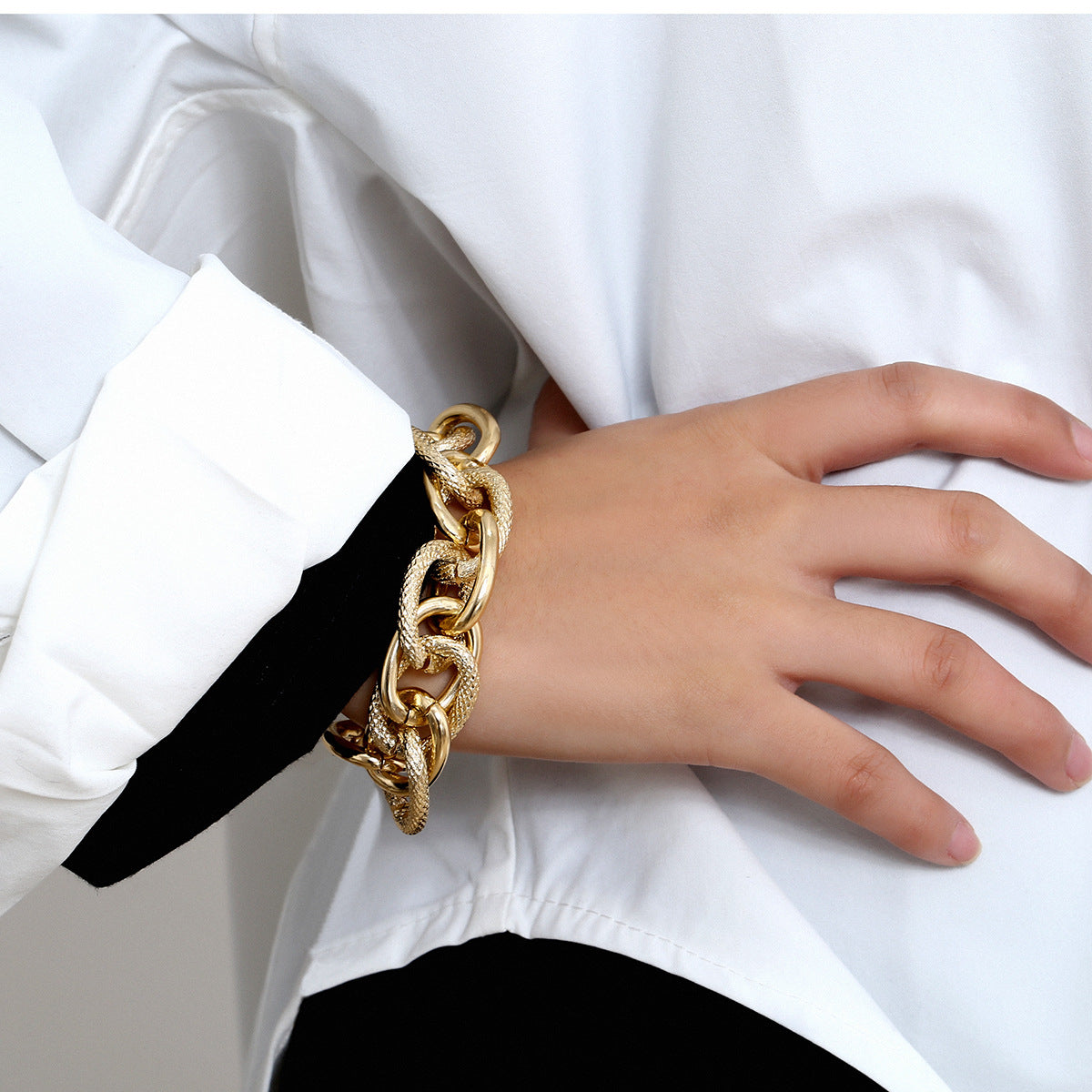 Planderful Vienna Verve Water Ripple Punk Bracelet For Men Handmade Chain Hip Hop Statement