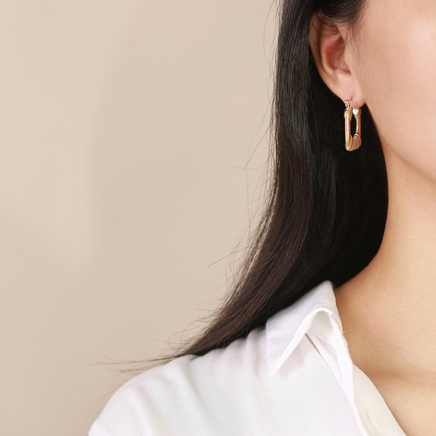 Cross-Border Jewelry Gold Women's U-Shaped Titanium Earrings