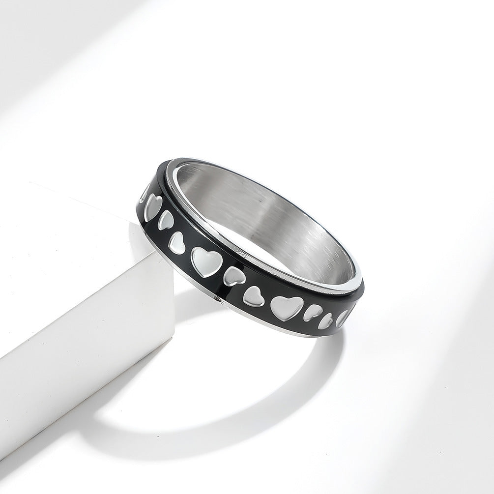 Planderful Heart Shaped Rotating Rings For Stress Relief Unisex Fashion Accessory For Men And Women