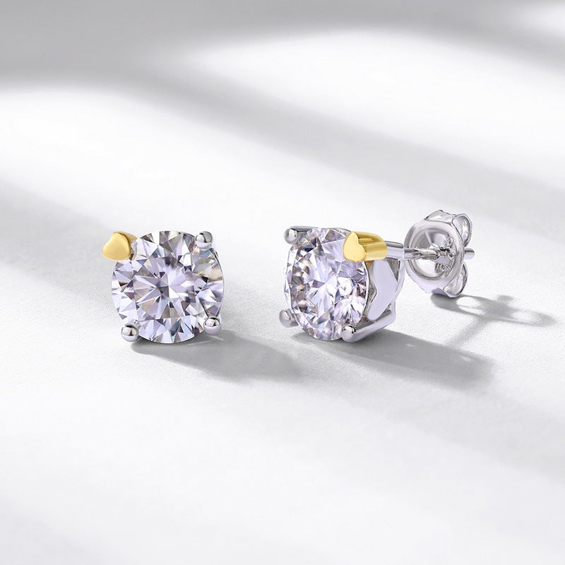 S925 Sterling Silver Moissanite Geometric 7.5 × 7.5 mm Stud Earrings