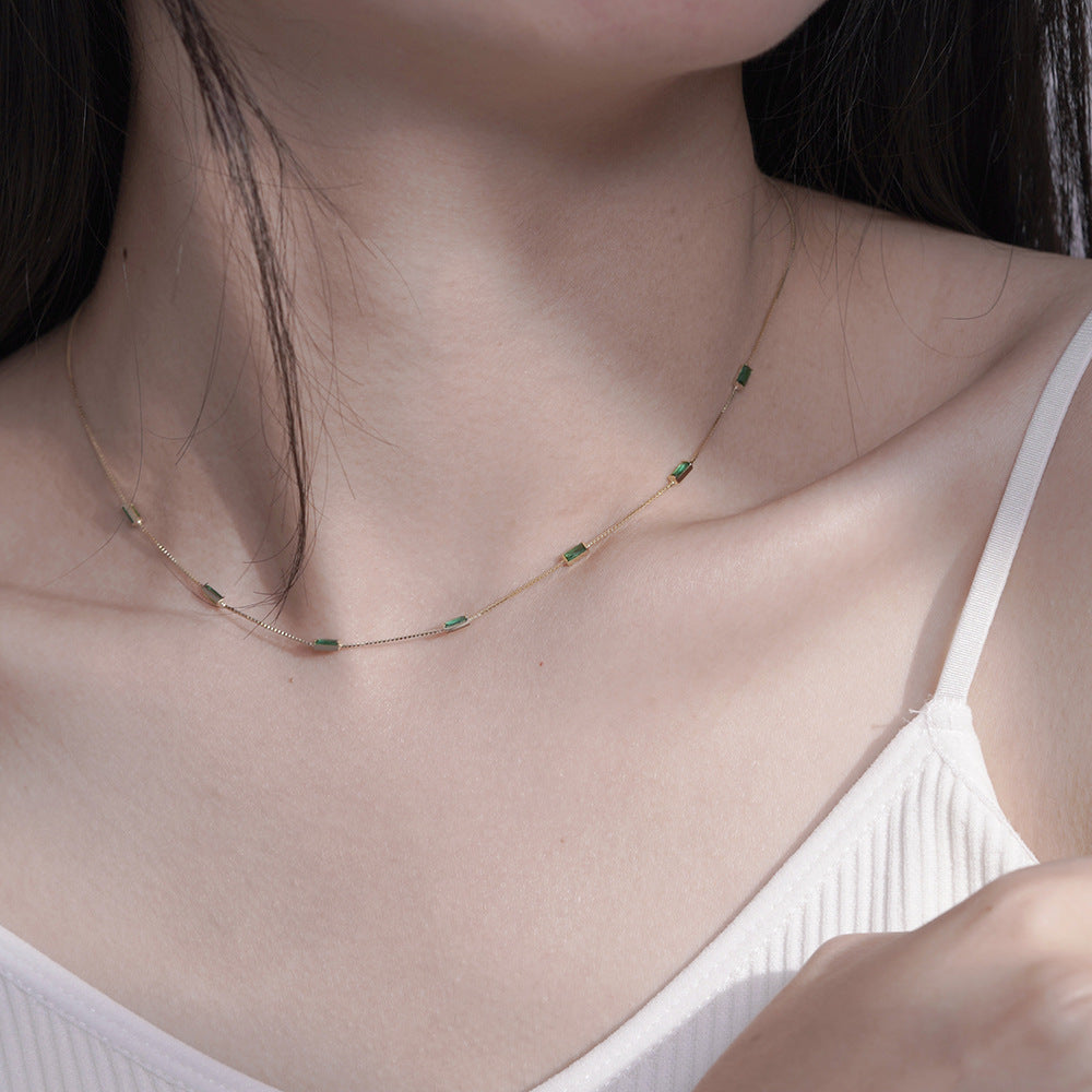 Necklace Wholesale Women's S925 Sterling Silver Emerald Zircon