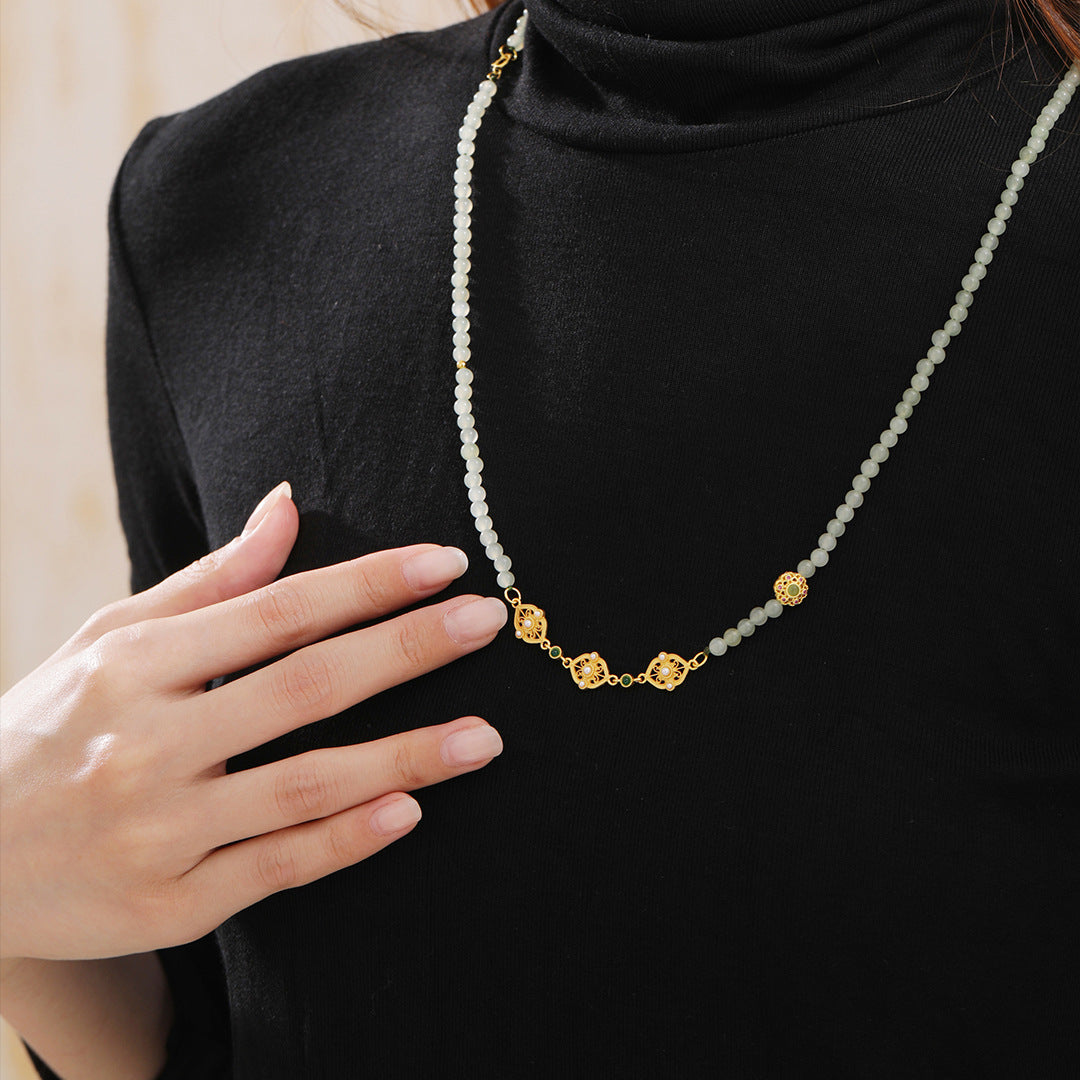 S925 Sterling Silver Hetian Jade Necklace