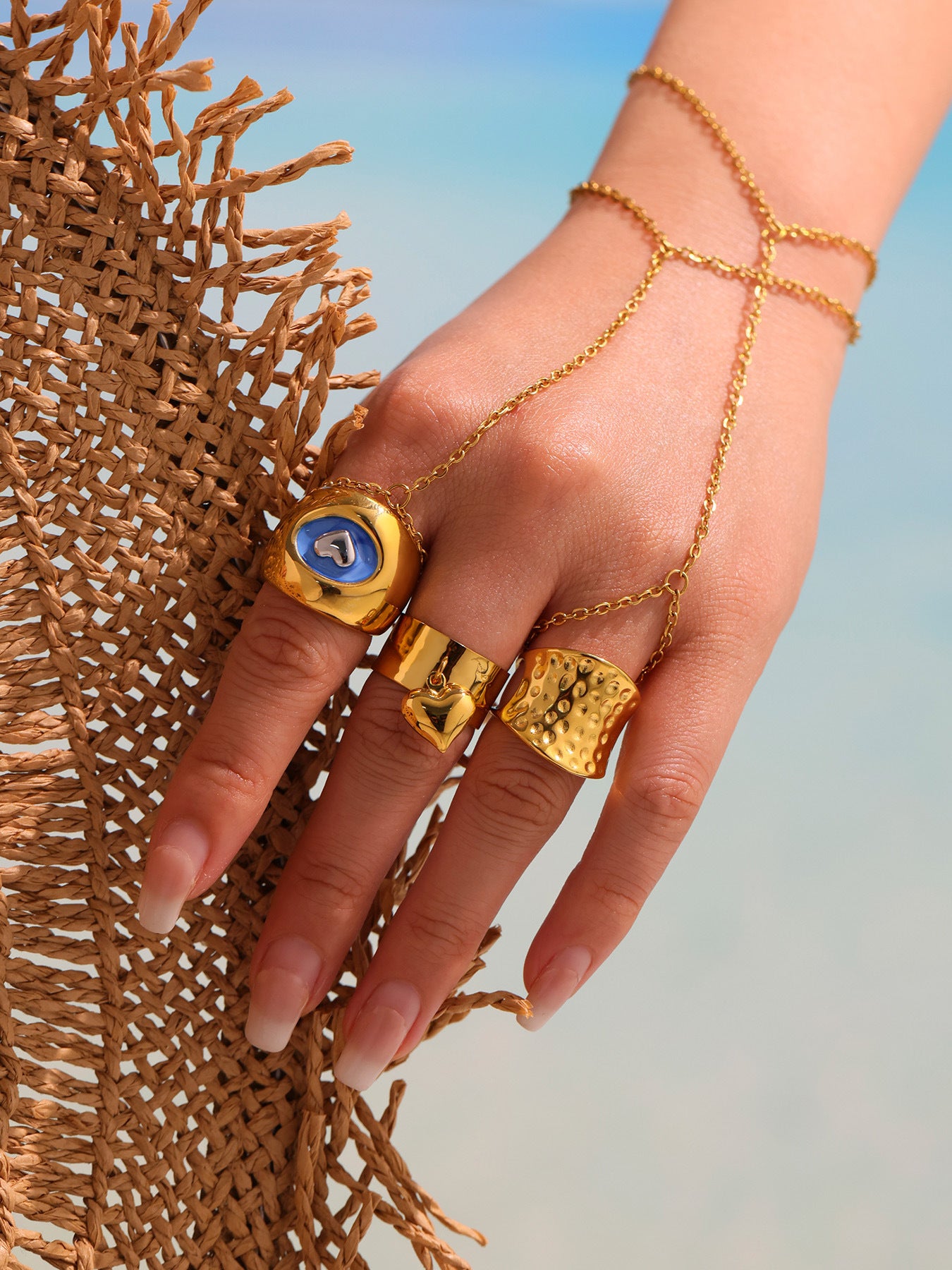 Planderful 18K Gold Plated Dripping Oil Ring For Women