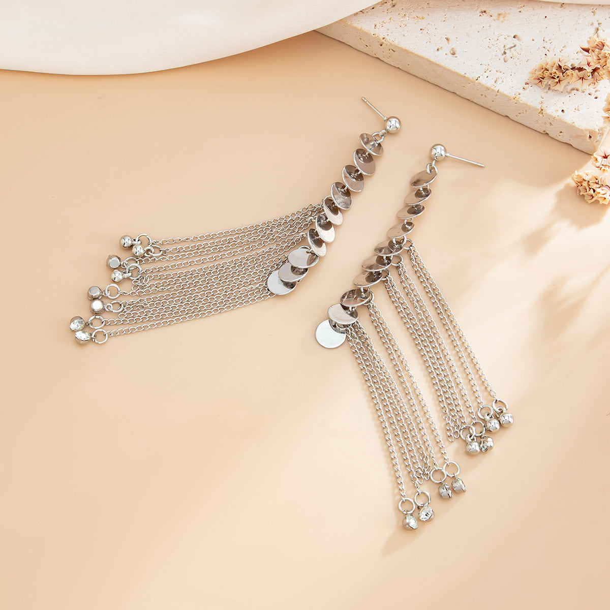 Planderful Statement Earrings Sequined Disc Fringe Rhinestone Shine For Women Bold Shimmering Rhinestones