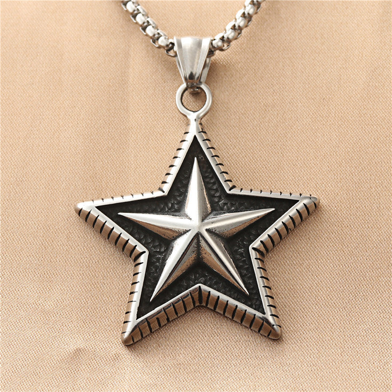 European And American Titanium Steel Five-Pointed Star Pendant