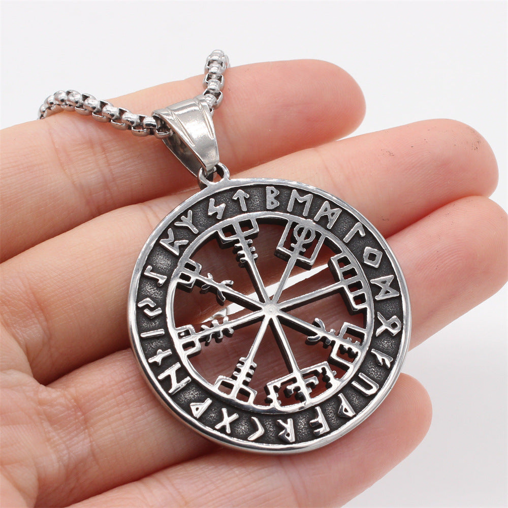 Nordic Viking Runavin Odin Compass Pendant for Men - Hot Sale!