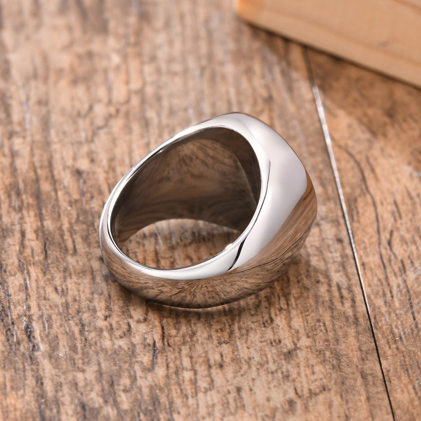Flat Stainless Steel Epoxy 13mm Ring for Men's Hip Hop Jewelry