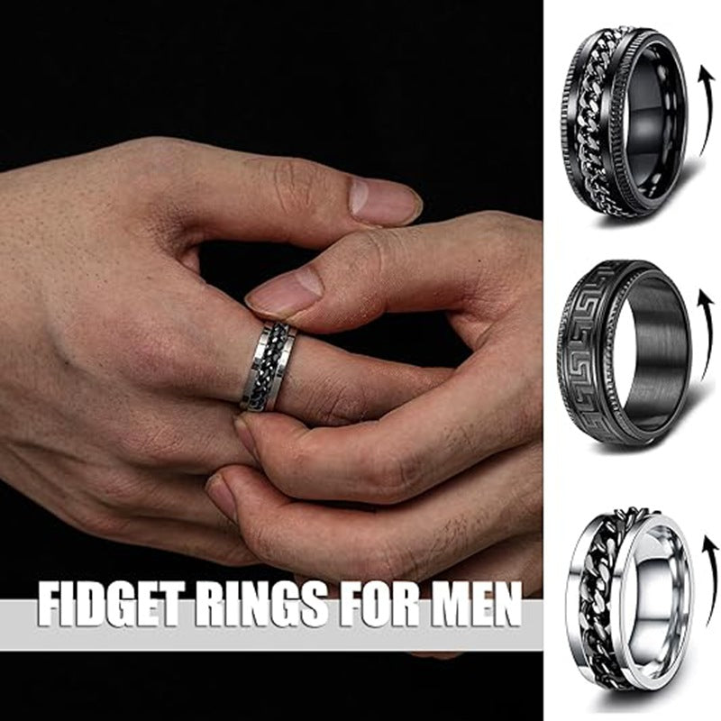 Planderful Everyday Genie Chain Titanium Steel Ring Rotating Unisex Couple Jewelry