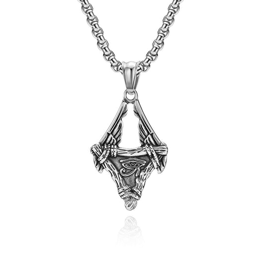 Cross-Border Retro Egypt Eye of Horus Titanium Steel Necklace