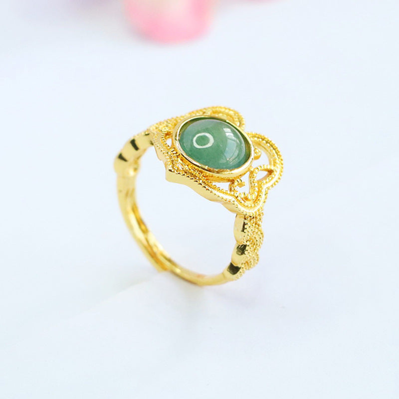 Blue-Water Jadeite Ruyi Ring