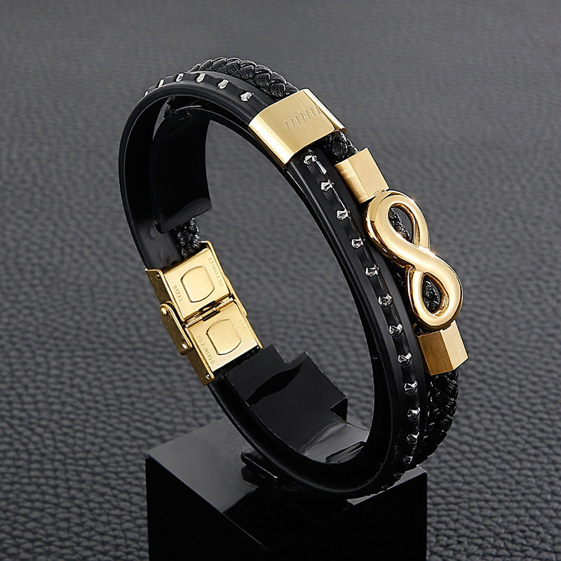Planderful Mens Leather Bracelet Everyday Genie Weave