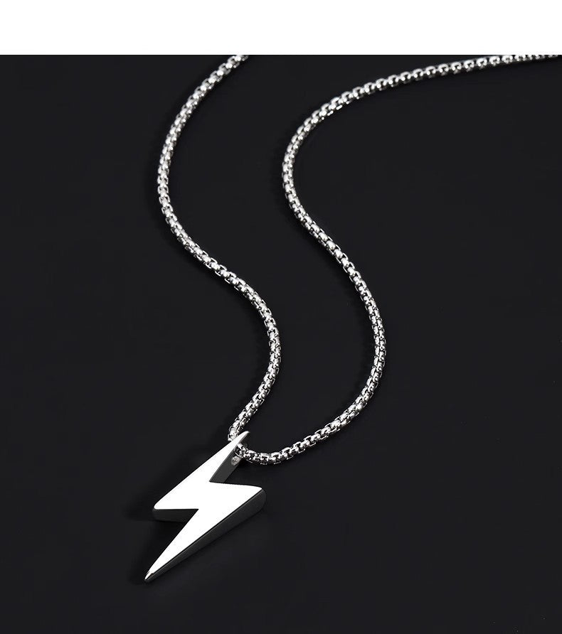 Planderful Steel Necklace Lightning Pendant Hip Hop Style