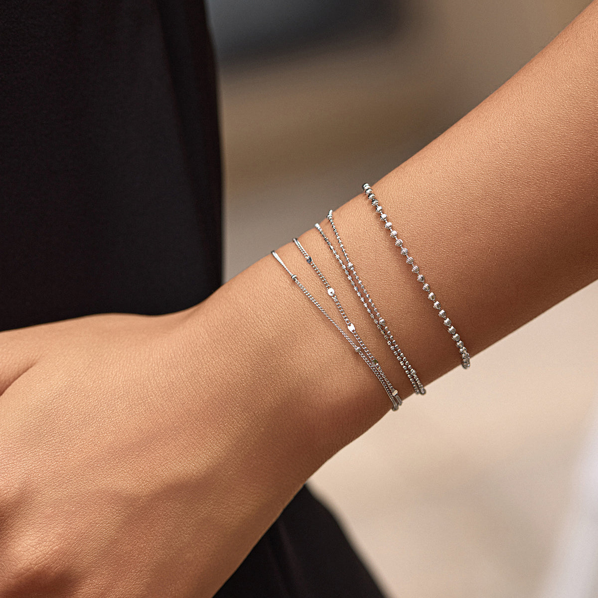 925 Sterling Silver Fine Plain Chain Bracelet