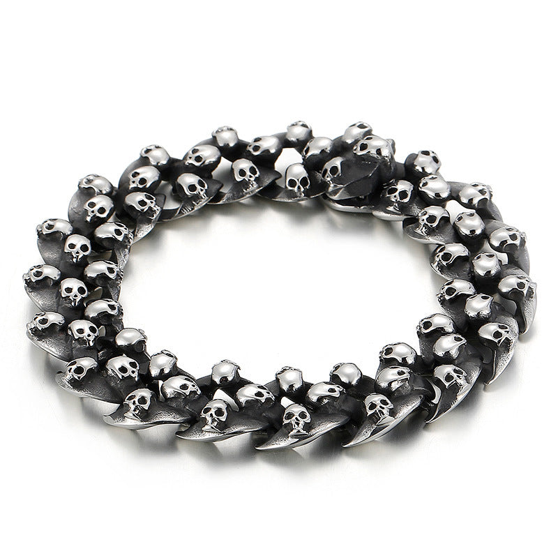 Antique Men's Titanium Steel Skull Bracelet