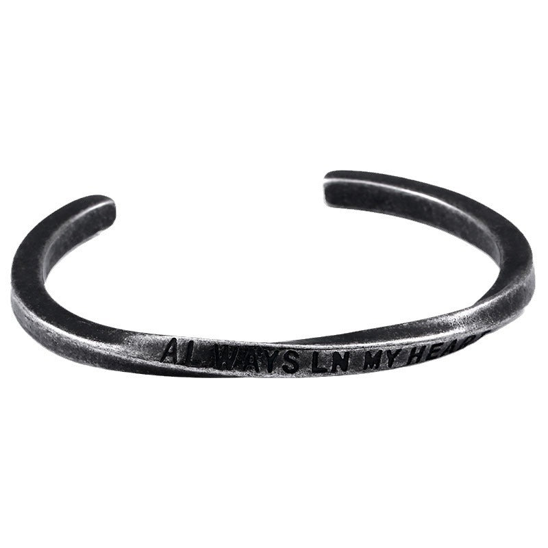 Unisex Personalized C-Type Titanium Steel Bracelet - Trendy Letter Design for Men and Women