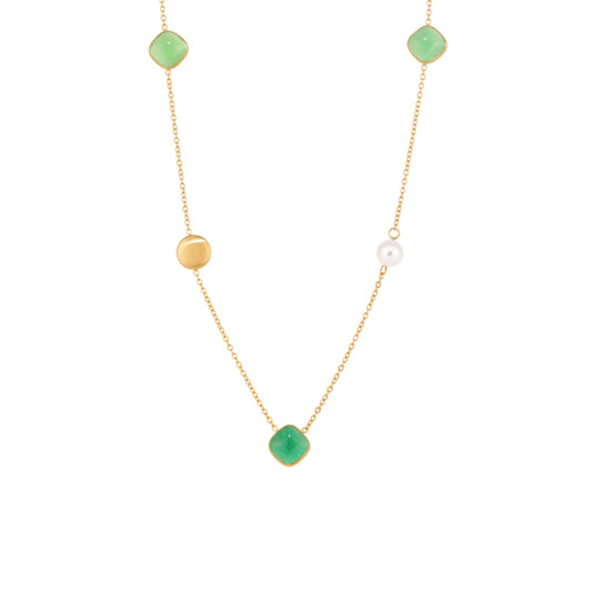Planderful Candy Color Opal Necklace Gold Plated For Women