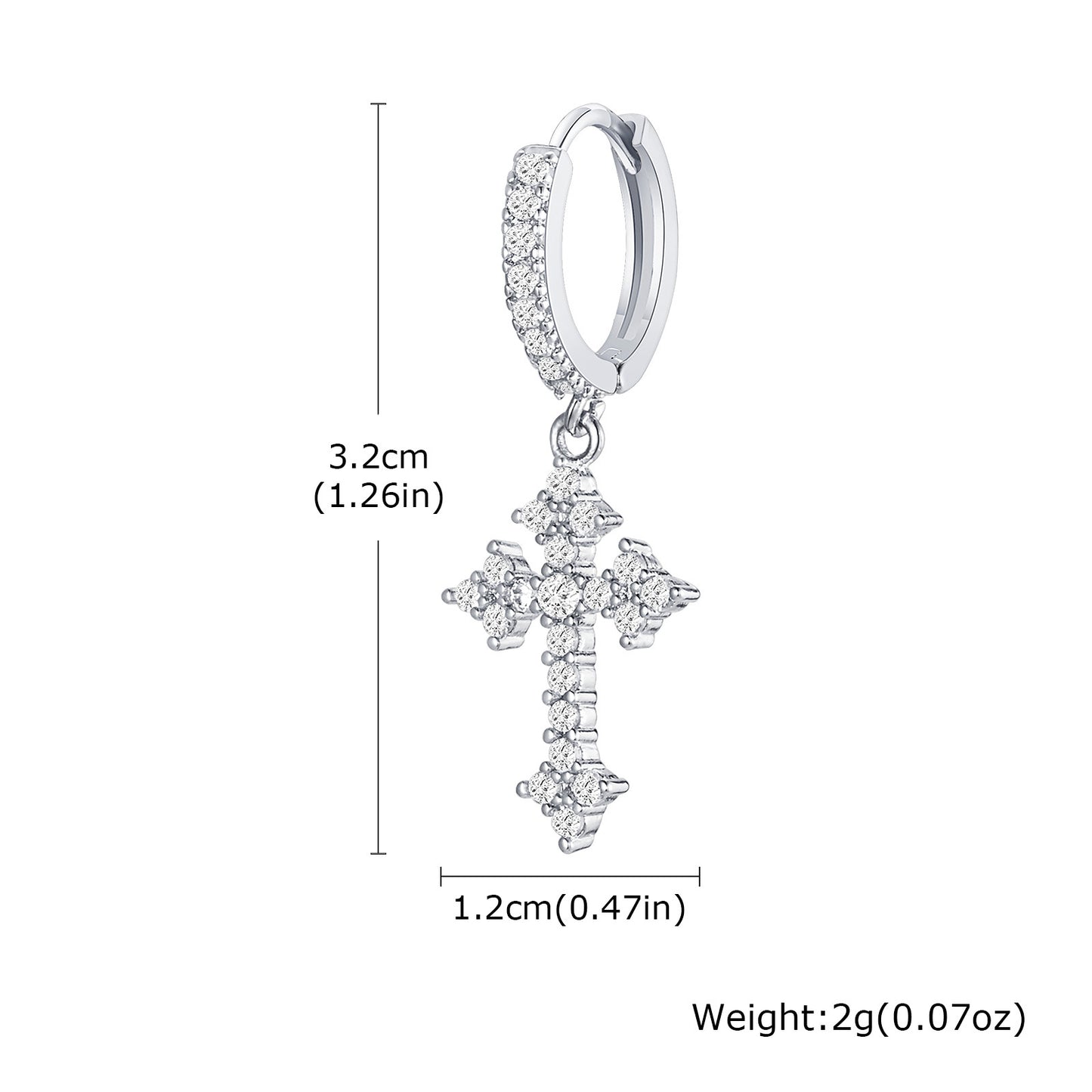 Planderful Copper Zircon Cross Earrings For Men Bold