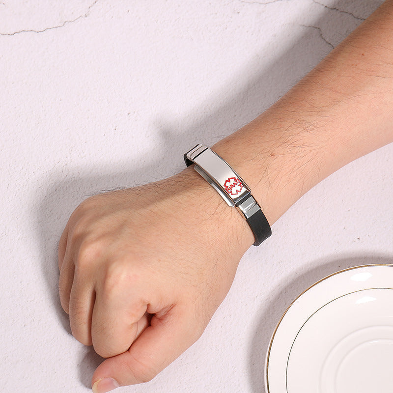 Japan And Korea Bend Brand Stainless Steel Silicone Bracelet