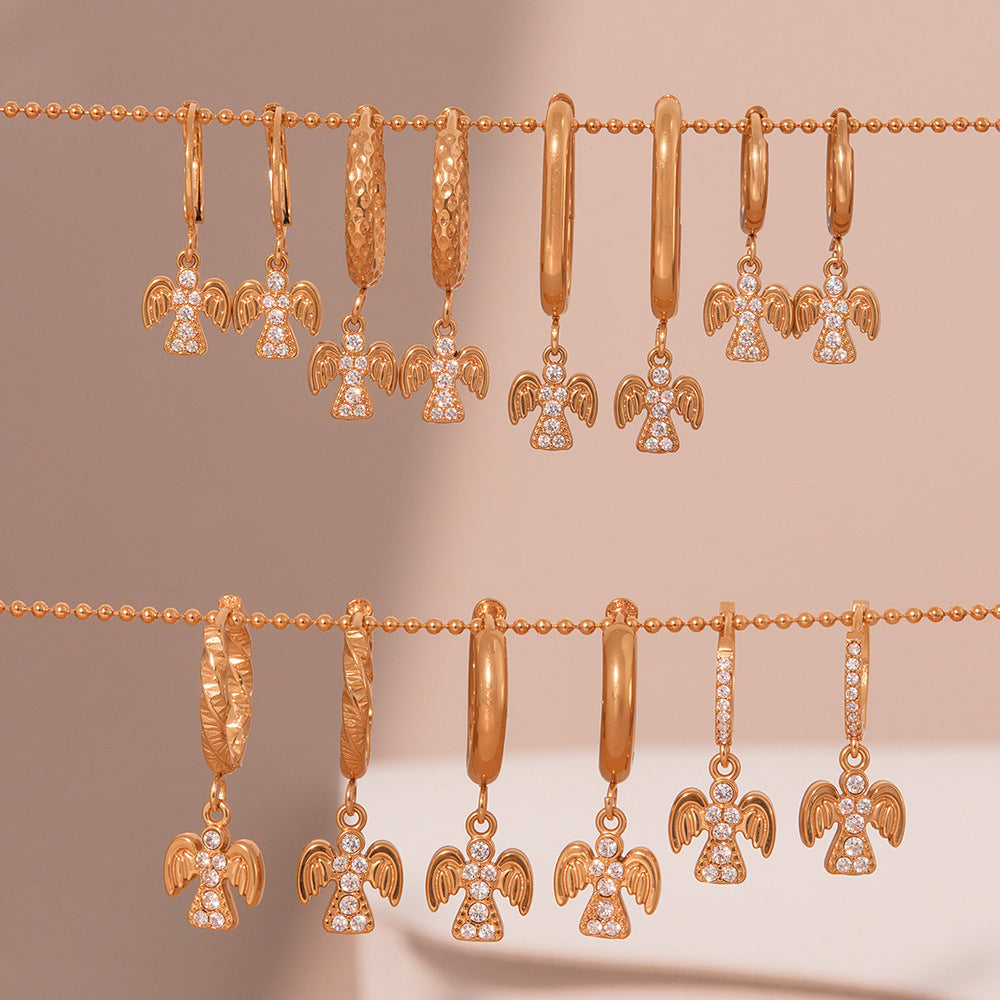 Planderful Zircon Angel Pendant Earrings For Women