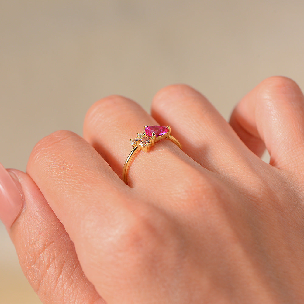 Rings Inlaid With Colored Water Droplets, Zircon Sterling Silver Rings,