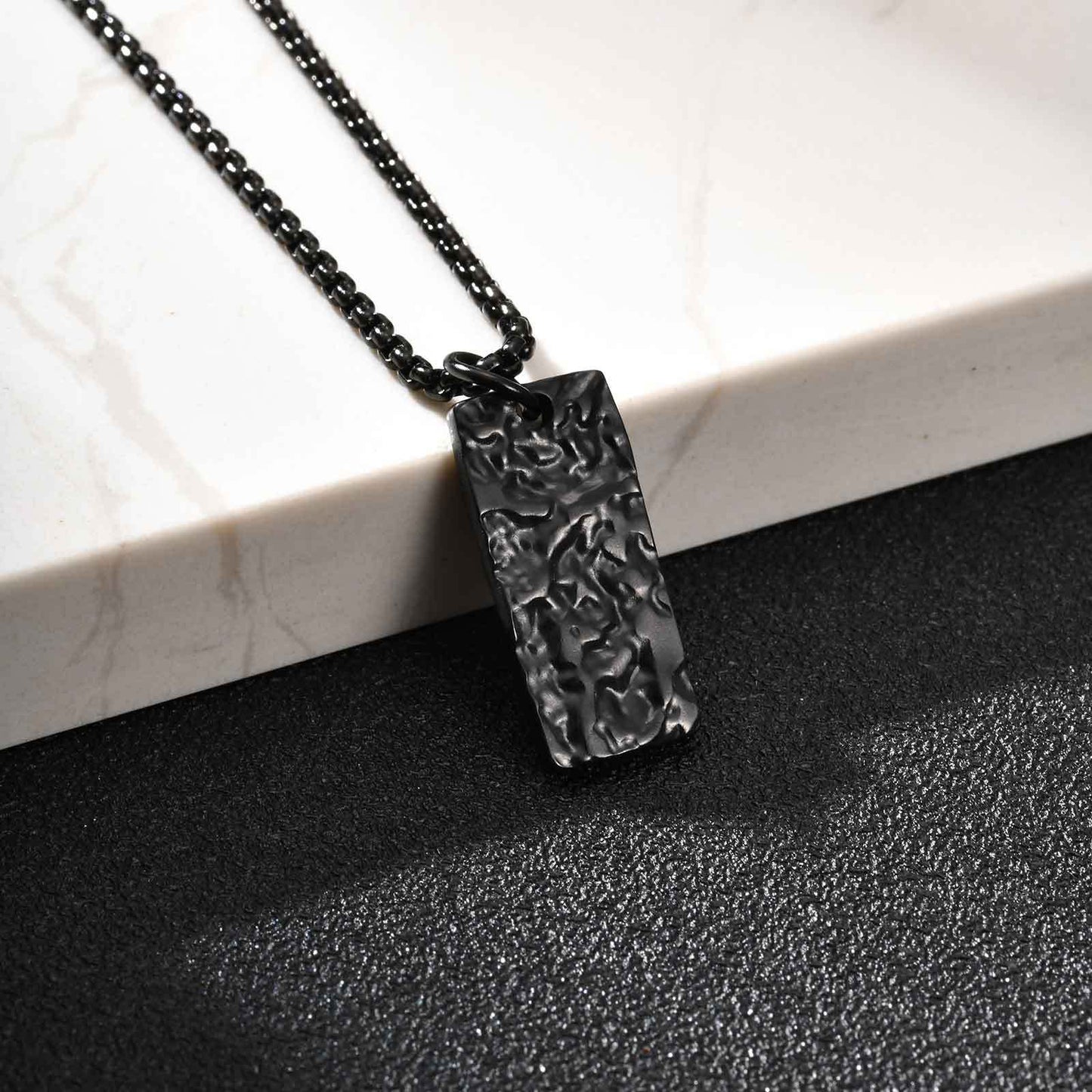 Planderful Black Stainless Steel Geometric Pendant For Men
