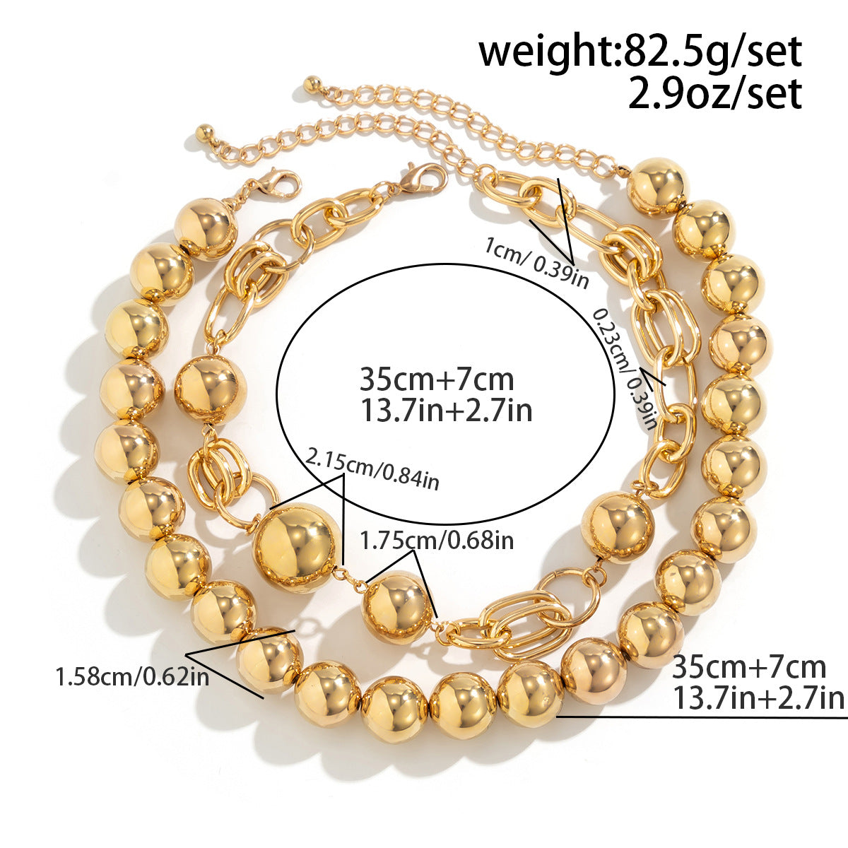 Double-Layer Round Bead Statement Necklace