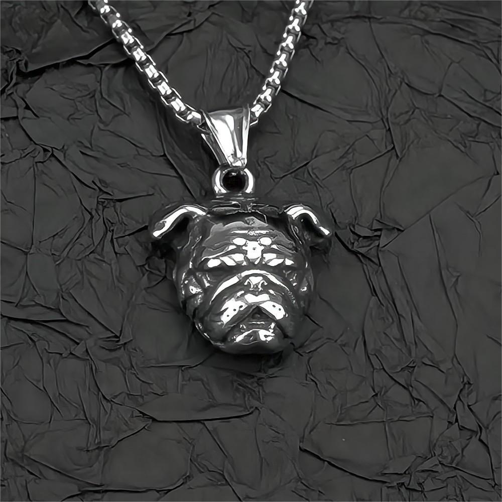 European and American Jewelry Wholesale Titanium Steel Men's Pendant Necklace Retro Hip-Hop Dog Pendant for Men