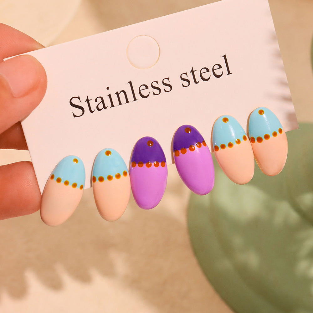 Planderful Dopamine Stud Earrings Oil Painting For Teens