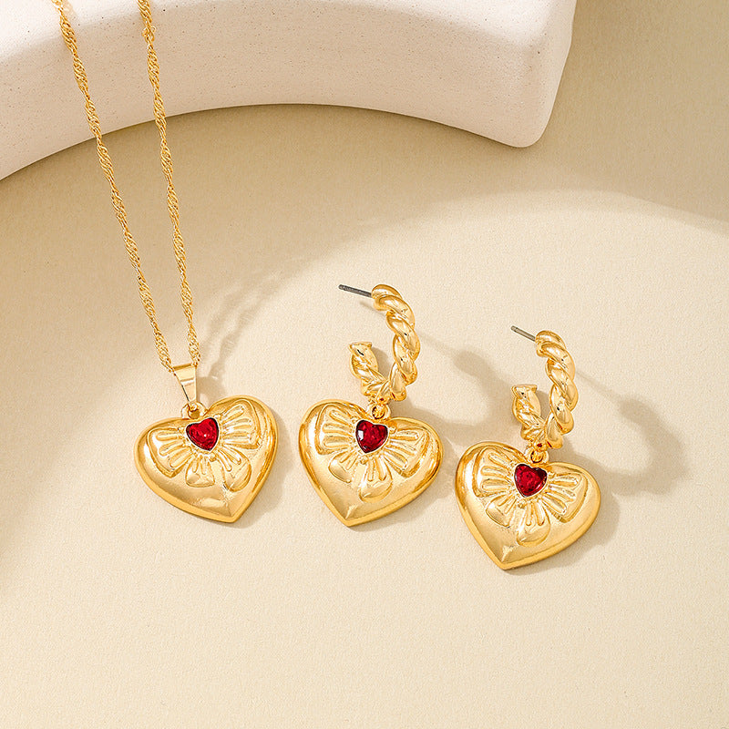 Planderful Vienna Verve Ruby Love Bow Jewelry Set for Women