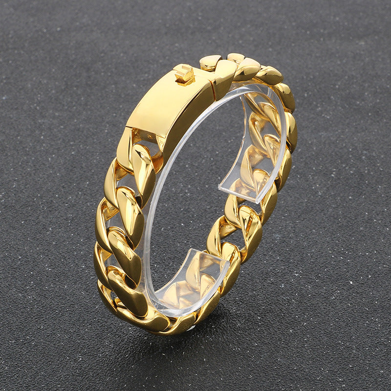 Planderful Mens Titanium Cuban Chain Bracelet Electroplated