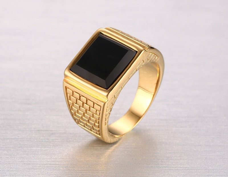 Manufacturer Spot Wholesale Stainless Steel Agate Gold Ring