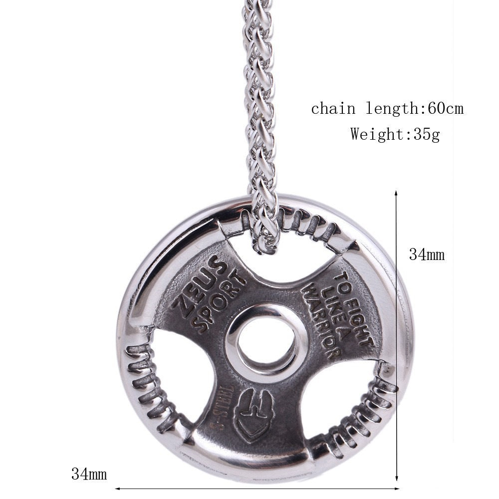 1. Planderful Mens Hip Hop Necklace Titanium Steel Barbell Pendant Fitness Fashion Jewelry Gift