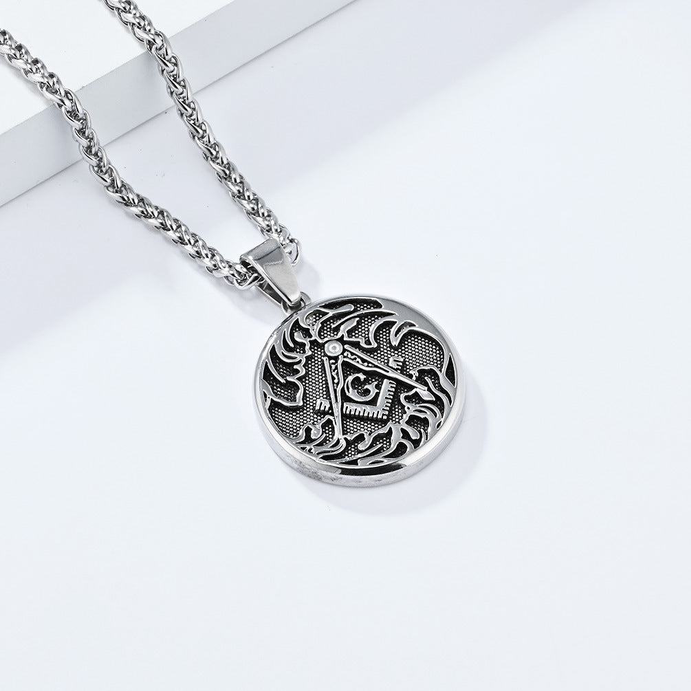 Stainless Steel Durable Pendant Necklace For Men Retro European American Trend Planderful Fraternity Style