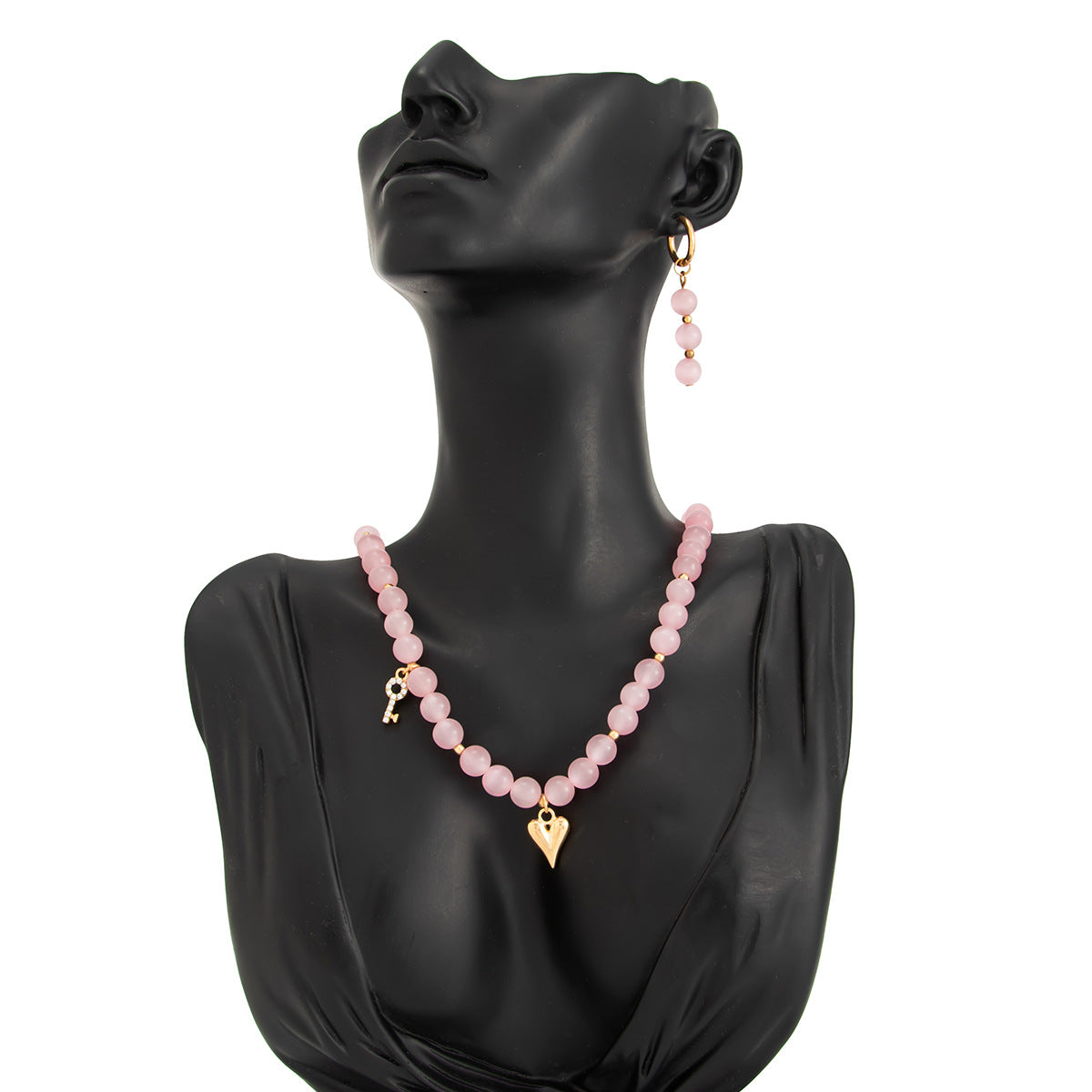 Planderful Vienna Verve Cat Eye Beaded Jewelry Set For Women Fringed Ear Buckle Earrings And Swallow Pendant Necklace