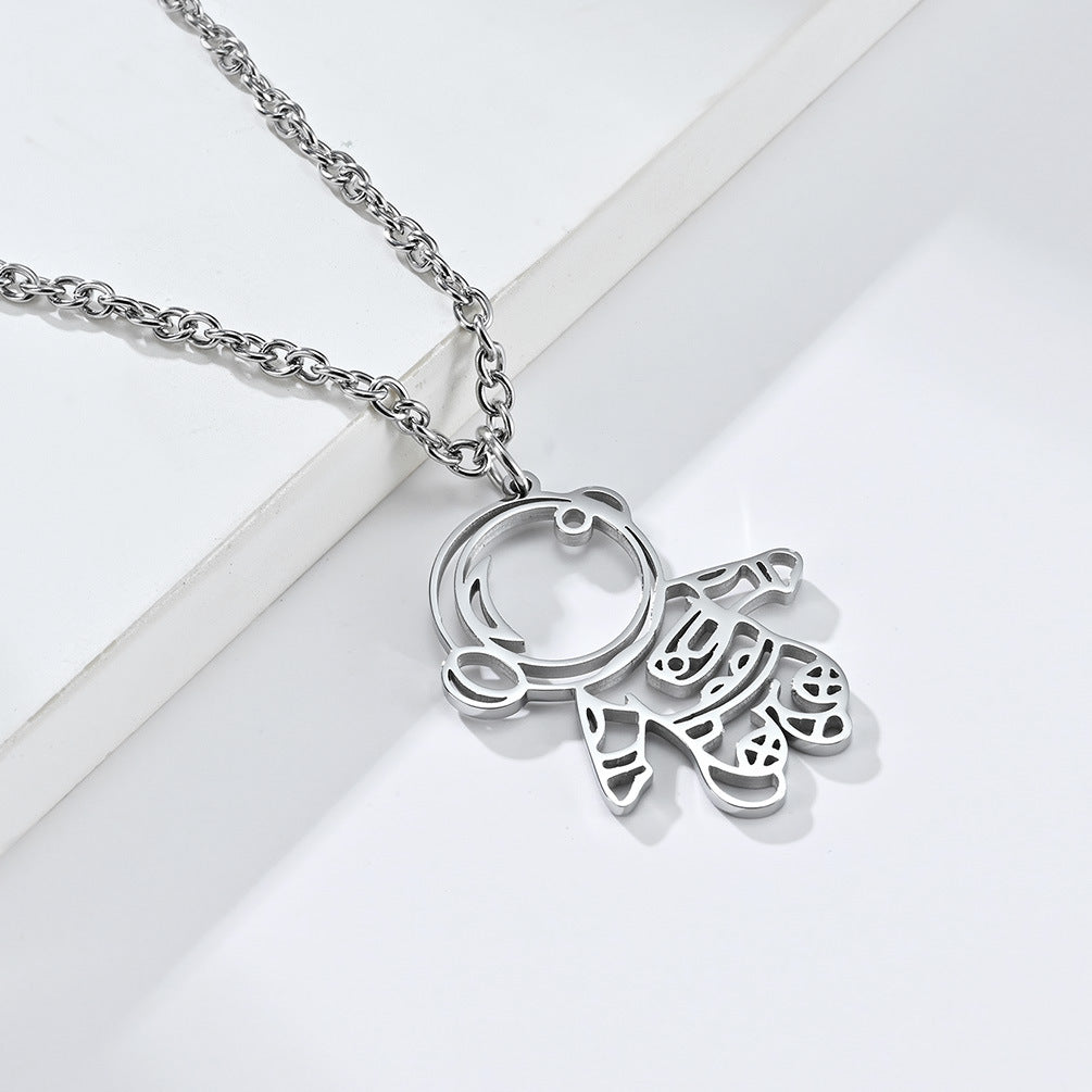 Modern Silver-Tone Stainless Steel Necklace