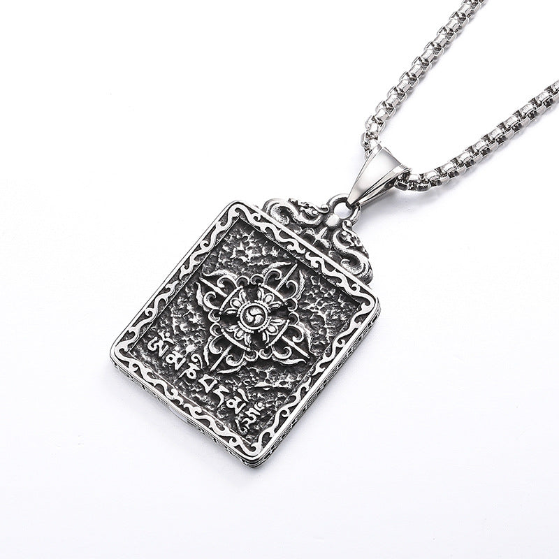 Steel Necklace - Vintage Buddha Zodiac Pendant