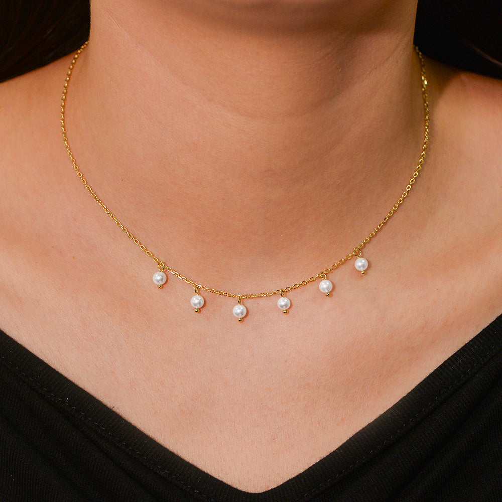 Retro Style Sterling Silver Necklace Shell Pearl High Elegant