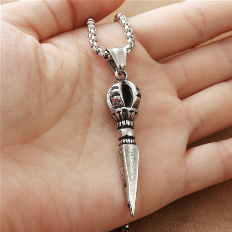 Personalized Multi-Color Titanium Steel Diamond Column Pendant Necklace for Trendy Men